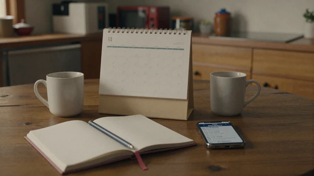 Calendar and log book on a kitchen table - balancing trucking schedules with relationships