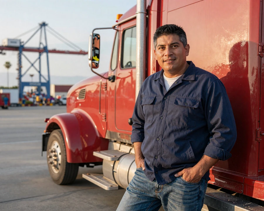 Veteran Latino port driver at the Port of LA - Highway Social trucker dating Los Angeles