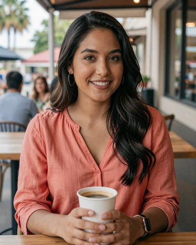 Marisol, 29, San Antonio Texas - Latina nurse trucker dating profile at Riverwalk cafe