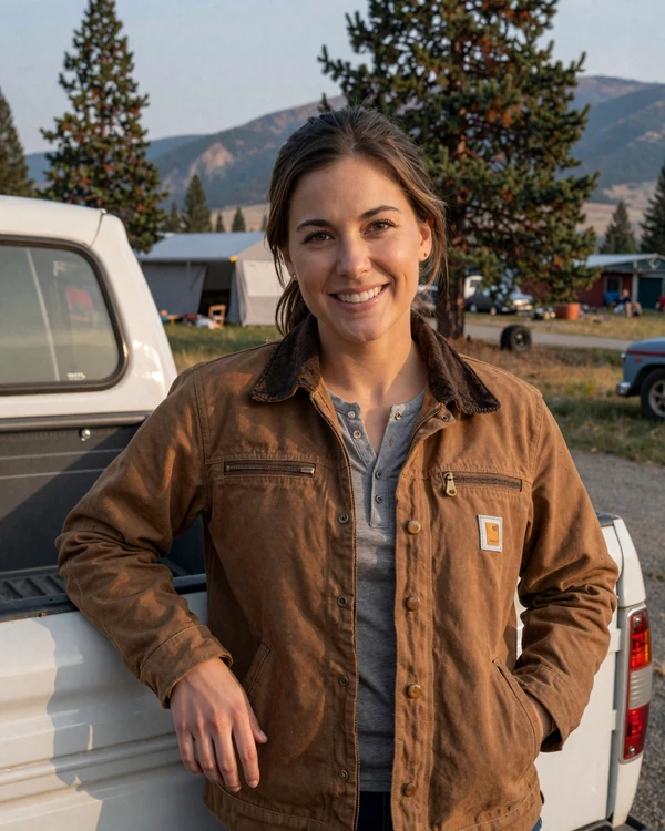 Kayla, 28, Rock Springs Wyoming welder leaning on pickup - trucker dating profile