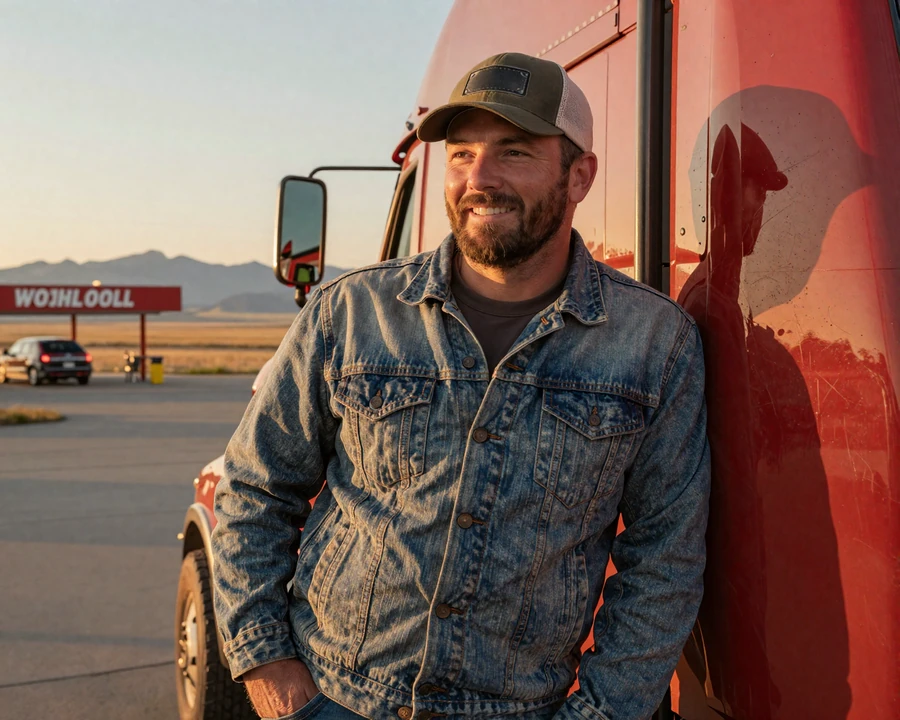 Veteran OTR driver at a Wyoming truck stop - trucker dating by state hub